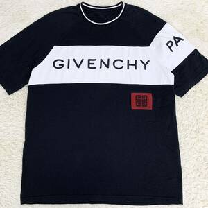  美品 希少XLサイズ ジバンシー 【大人気デザイン】 GIVENCHY 半袖 tシャツ カットソー トップス 4G ロゴ 刺繍 バイカラー メンズ 