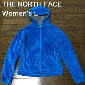 【送料無料】THE NORTH FACEジップアップボアパーカー水色　レディースLサイズ　USA古着ザノースフェイス青