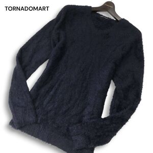 20AW★ TORNADOMART トルネードマート 秋冬 フェザーヤーン★ Vネック ニット セーター Sz.L メンズ 紺　I4T04331_C#K