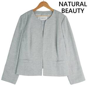 ◆美品◆ NATURAL BEAUTY ナチュラルビューティー 軽め♪ ノーカラー ジャケット レディース 17 4L 3XL ◆大きいサイズ 学校行事◆ 0424G