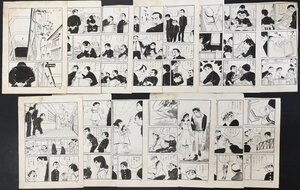 真作保証品『下元克己 直筆画稿15枚 悪友 第二部より』昭和30年代