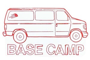 訳有 ノースフェイス ベースキャンプ ホワイト バン ステッカー 白赤 THE NORTH FACE BASE CAMP STICKER 車 アウトドア シール カスタム