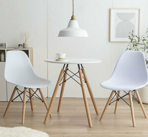 激安特価カフェテーブルセット ホワイト ダイニング3点セット イームズ 軽量 耐過重100キロ Eames TABLE 3set