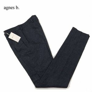 【新品 19AW】 agnes b. homme アニエスベー オム 秋冬 ウール混★ スリム スラックス パンツ Sz.38　メンズ 紺 定価2.7万　I3B00628_9#Q