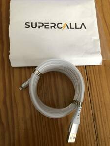 [純正 新品] SuperCalla マグネット式 USB A to Lightning 充電ケーブル 2m・白 