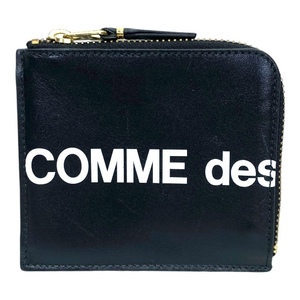 COMME des GARCONS コムデギャルソン 財布 コインケース 小銭入れ コンパクト ミニ財布 L字ファスナー レザー ロゴ ブラック