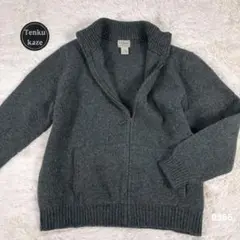 00s L.L.Bean 100%ラムウール厚手ニット フルジップ XL