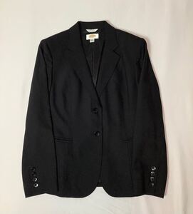 (レディース) TALBOTS タルボット // 総裏 長袖 ストレッチ シングル テーラード ジャケット (黒) サイズ 8