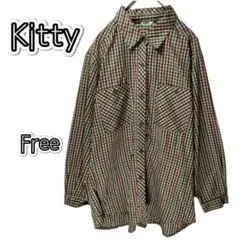 Kitty キティ　ギンガムチェック シャツ フロントダブルポケット Free