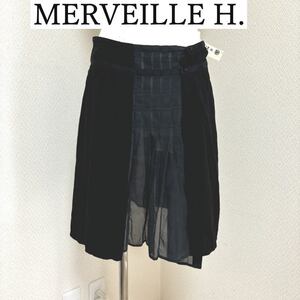 MERVEILLE H. メルベイユアッシュ レディース シアースカート ミニスカート オーバースカート 黒 ブラック