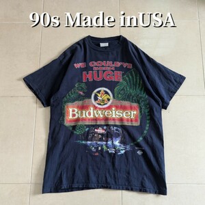 90s USA製　Budweiser　バドワイザー　爬虫類　Tシャツ シングルステッチ　両面プリント　L