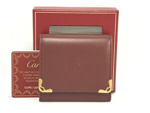 未使用 カルティエ Cartier マストライン コインケース ボルドー 鑑定済