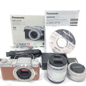 美品 動作品 Panasonic パナソニック LUMIX DMC-GF7 ミラーレス一眼 ダブルズームレンズキット 箱説 バッテリー 充電器 他 R尼1219