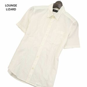 LOUNGE LIZARD ラウンジリザード 春夏 胸ポケット★ 半袖 ボタンダウン スリム シャツ Sz.2　メンズ 白 日本製　C4T05566_6#A