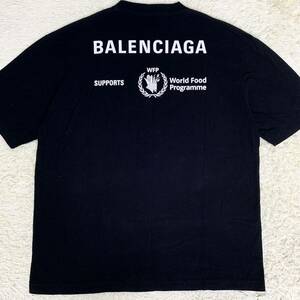 極美品 バレンシアガ 【圧巻のデザイン】 BALENCIAGA 半袖 Tシャツ カットソー トップス バックロゴ メンズ ブラック サイズM