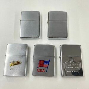 A218-△◎ ZIPPO ジッポ 5点 まとめ American Classic YELLOWKNIFE 星条旗 シルバーカラー 喫煙具 喫煙グッズ 2点火花有