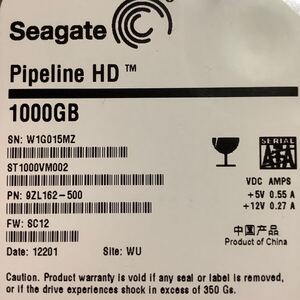 SEAGATE製HDD Pipeline HD 1TB 中古