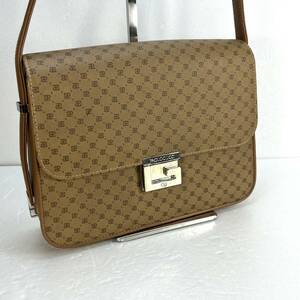 激レア【極美品】パオログッチ ★PAOLO GUCCI ショルダーバッグ デカ G金具 モノグラム 総柄 グレージュ ハンドバッグ ワンショルダー