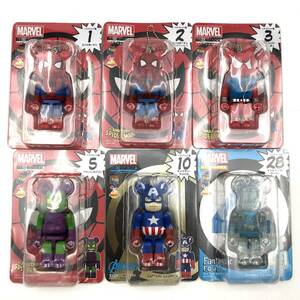 11605-8【おまとめ品】中古　６点 BE@BRICK ベアブリック メディコムトイ MEDICOM TOY スパイダーマン キャプテンアメリカ マーベル MARVEL