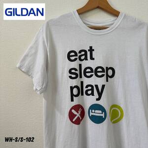 eat・sleep・play Tシャツ　Mサイズ　古着　tennis テニス　半袖　ホワイト