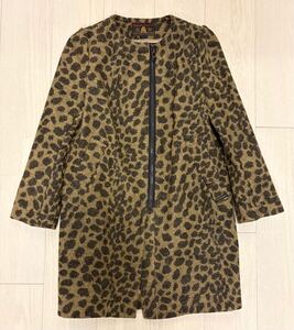 ヒステリックグラマー HystericGlamour ウールコート ヒョウ柄 LEOPARD Sサイズ 美品 ノーカラー アウターウォルディス ライダース風