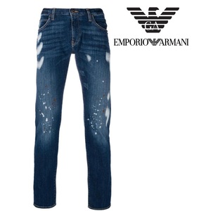 エンポリオアルマーニ EMPORIO ARMANI J10 インディゴ ペイントデニム コットン製 ジーンズデニム エクストラスリム 