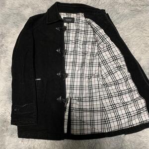 美品 希少 L BURBERRY BLACKLABEL バーバリーブラックレーベル ダッフルコート ノバチェック ロングコート 中綿ジャケット ブラック メンズ