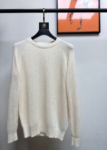 送料無料　ブルネロクチネリ　BRUNELLO CUCINELLI メンズカジュアルプルオーバーニット 白　サイズ：M～2XL