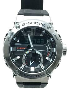 CASIO◆ソーラー腕時計・G-SHOCK/デジアナ/ラバー/BLK/BLK