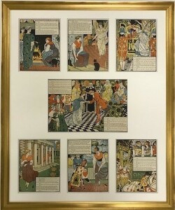 【特価】　＊100年前の絵本箱＊ 　 ≪ 　ウォルター　クレイン　 ≫　　 アンティーク多色石版画　　CINDERELLA 　 1897年　　WALTER CRANE