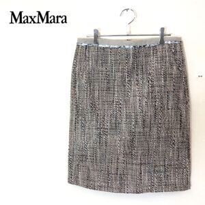 1N1988-F-N◆ 美品 ◆ MaxMara マックスマーラ ニットタイトスカート ボトムス ◆ 38 ウール アルパカ ブラウン系 古着 レディース 秋冬