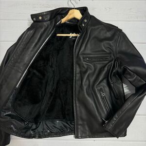 美品!!希少42サイズ!!schott ショット シングルライダース 641 レザージャケット ボアライナー ジップアップ バイカー XL 黒 アメリカ製