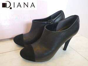 2万 超美品 DIANA　ダイアナ★　黒　ブラック　本革　レザー　ブーティ　23　23.0