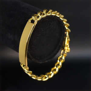 [BRACELET] 18K GOLD PLATED SQUARE LOCK スクエア ロック メタルプレート 2面喜平チェーン ゴールド ブレスレット 10x200mm (34.5g)