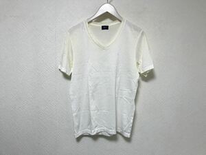 本物エディフィスEDIFICEコットンVネック無地インナー半袖Tシャツアメカジビジネススーツメンズ44S日本製白ホワイト