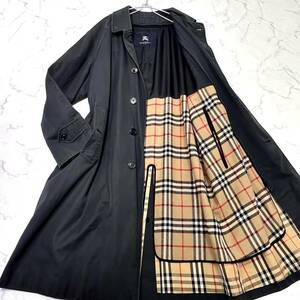 バーバリーロンドン トレンチコート ステンカラー ライナー 2way ノバチェック ロングコートメンズL相当 紺色 ネイビー BURBERRY LONDON