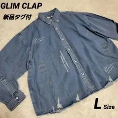 新品タグ付　GLIM CLAP　グリムクラップ デニムシャツ　刺繍　インディゴ