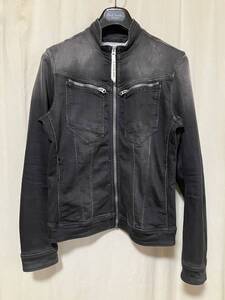 G-STAR RAW ジースターロウ シングルライダースタイプのジャケット ストレッチ素材 黒～色落ち加工 S 中古品