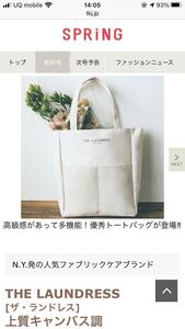 【●新品●しっかり生地●】 N.Y.発　人気ブランド THE LAUNDRESS [ザ・ランドレス] 上質キャンバス調 トート 高さ37×幅31.5×マチ13cm 4