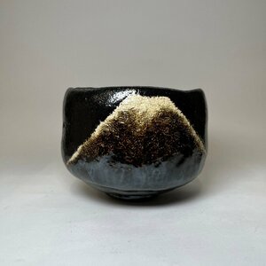 【洛座】大野九行 黒茶碗 富士山 茶道具 抹茶茶碗