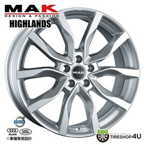 4本購入で送料無料 MAK HIGHLANDS 20x9.5J 5/120 +53 シルバー 新品ホイール1本価格 ランドローバー レンジローバースポーツ（LS）