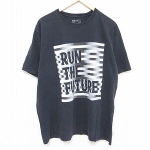 XL/古着 アディダス adidas 半袖 ブランド Tシャツ メンズ RUN THE FUTURE コットン クルーネック 黒 ブラック 24jun06 中古