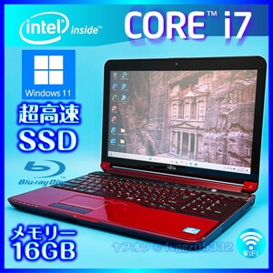 ◆最高峰 Core i7 即決特典あり 高速新品SSD512GB 大容量メモリ 16GB Windows 11 Office2021 Webカメラ 富士通 ノートパソコン AH77/G 2097