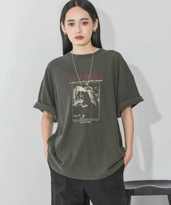 JEANASISジーナシスBANDヴィンテージTEE半袖Tシャツ L新品未使用タグ付き半袖プリントTシャツ 黒 チャコールグレー(18)