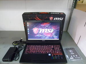 中古 MSI GP62MVR 7RFX-1223JP Core i7 7700HQ 2.80GHz/16GB/SSD 256GB/15.6インチ Win10 Home Leopard Pro ゲーミングパソコン PC