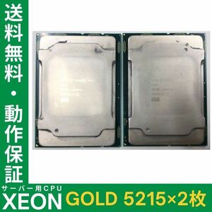 【2枚セット/同一ロット】XEON GOLD 5215 Intel CPU 2.50GHz SRFBC 10コア ソケット FCLGA3647 サーバー用 BIOS起動確認済【中古】