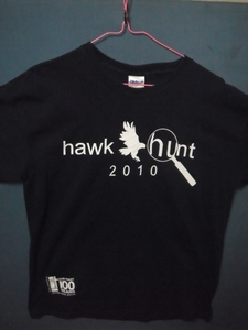 ① USA古着 サイズL　前胸ロゴhawk hunt　紺色半袖Tシャツ