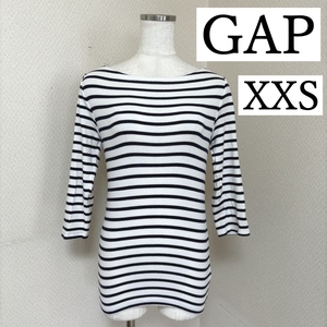 GAP レディース カットソー Tシャツ ストレッチ ７分袖 ボーダー XXS