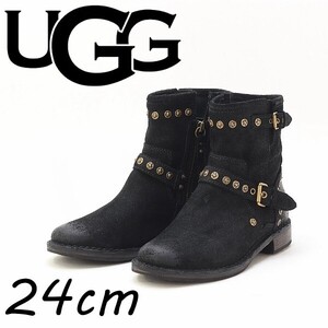 ◆UGG アグ 1003235 W FABRIZIA STUDS スエード スタッズ ショート ブーツ 黒 ブラック 24cm