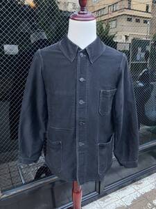 1930s 1940s フレンチワーク ブラックモールスキン ジャケット ワークジャケット French work jacket 30s 40s ブラック 黒 LeFavori MV976